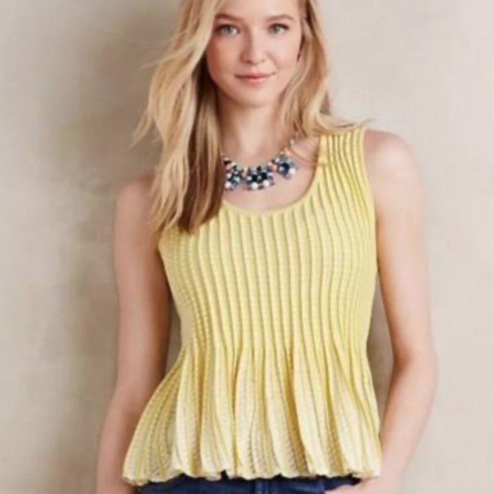 Anthropologie Moth Yellow
Ostinato Pleated‎ Knit Peplum Top S